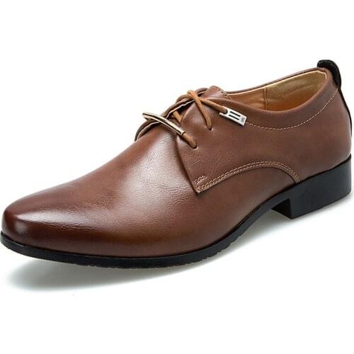 2021 New Mens Leather Shoes Fashion British Formal Wear Lace-up Leather Shoes Wedding Business Dating Soft Bottom Non-slip