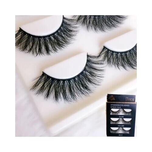 New Fake Eye Lashes Cross Mink lashes Strip Lashes 3 pair/lot thick false eyelashes mink eye lashes extensions wholesale M4-3PCS