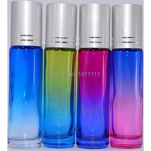 Wholesale Price 1000pcs/lot Colorful 10ml 1/3oz THICK Roll On Glass Perfume Bottle Fragrances Essential Oil bottle Roller Ball