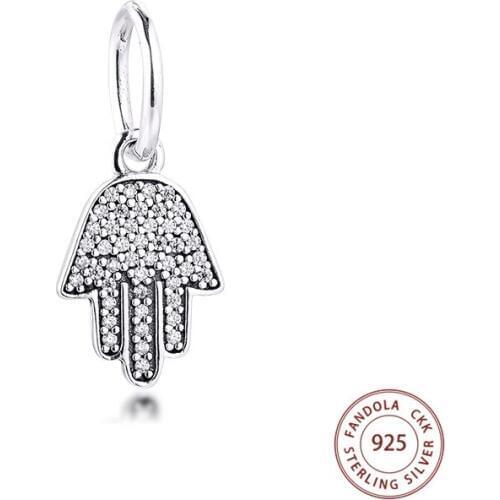 Fits Pandora Bracelet Charms 925 Sterling Silver Symbol of Protection Hand Dangle Beads Women DIY Jewelry Making Gift Kralen