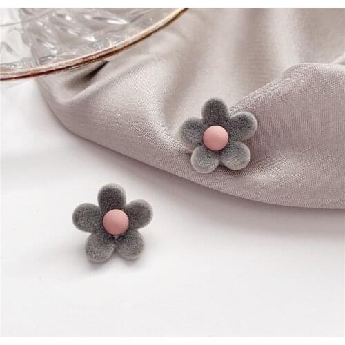 Simple Gray Flowers Cute Earrings Velvet Big Earings Fashion Jewelry