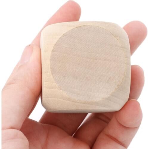 40mm Blank Wood Dice Kid Toys Printing Engraving Write Painting DIY Family Game