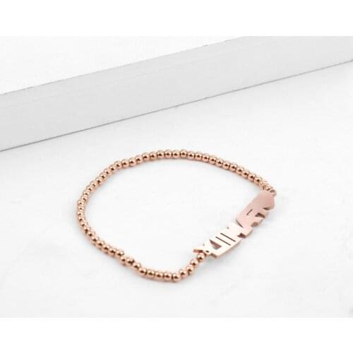 Stylish Charm Stainless Steel Letter Plated Rose Gold Bracelet For Ladies