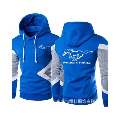 New Spring Autumn Mustang Logo Fashion Hoodies Patchwork Men Pullover Sweatshirts Casual Cotton Hoody 5 Colors