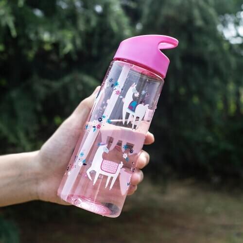 Toursun cute colorful cartoon printed 650ml plastic tritan children school water bottle with straw