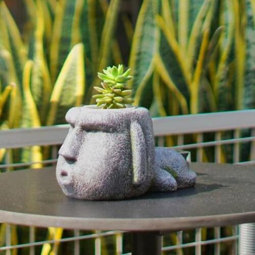 Easter Island Moai Stone Shaped Home Office Decoration Succulent Vase Flowers Potcils Holder