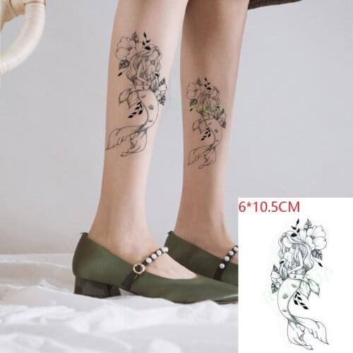 Waterproof Temporary Tattoo Sticker Sexy Mermaid Flower Flash Tattoo Fake Tattoo Body Art for Women Men