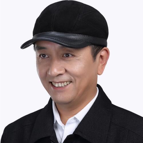 High Quality Genuine Leather Mens Baseball Cap Brand New Style Winter Russian Warm Fur Caps Hats With Genuine Wool Fur Inside