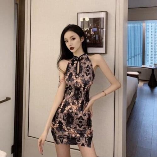 2021 vintage short chinese sleeveless qipao sexy high slit chinese cheongsam dress women oriental dress evening party dress