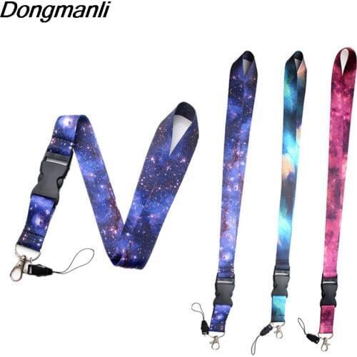 24pcs/lot New Fashion Starry Sky Printed Lanyard Key Strap for Phone Keys Cartoon Lanyards ID Badge with Key Ring Holder M2338