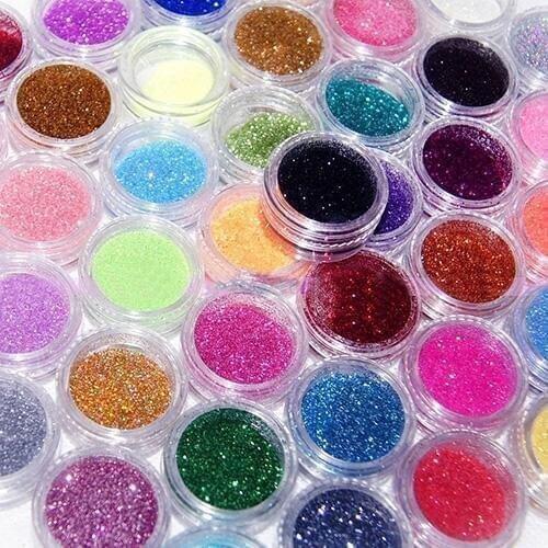 45 Colors Glitter Powder Acrylic Nail Art UV Gel Shinny Manicure Tips Nail DIY Decor