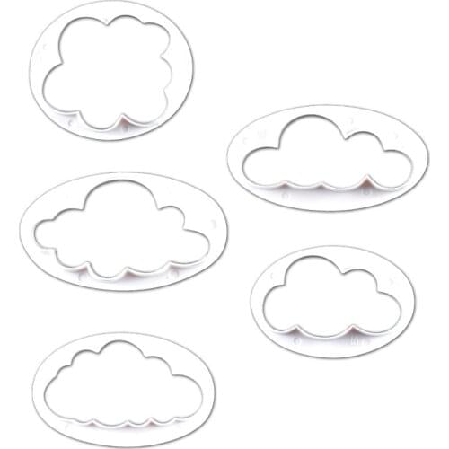 5pc Cake Mold Food Grade Biscuit Mold Cloud Impression Mold Kitchen Cake Tool Wholesale DIY Non-stick Bakeware Blister Packaging