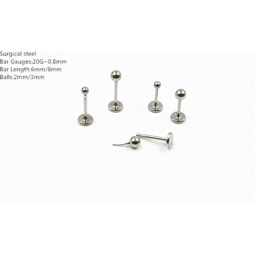 50pcs Body Jewelry Thin Bar 20G Push In Ball Lip Morne Rings Earrings Stud Cartilage Helix Tragus Piercings Body Jewelry NEW