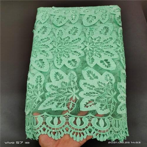 African Sequins Wax Fabrics Embroidery Sequins Lace Materials 5Yards Nigeria French Mesh Tulle Lace For Sewing Dress J276 (1)