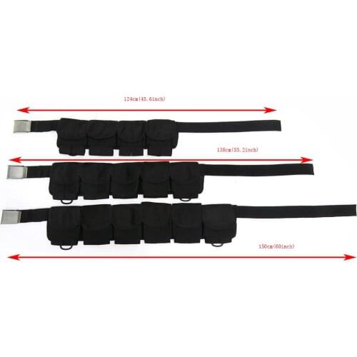 BCD Weight Belt with Pockets with Buckle Adjustable 49/54/59'' Webbing Straps- High Strength, Durable, Heavy Duty