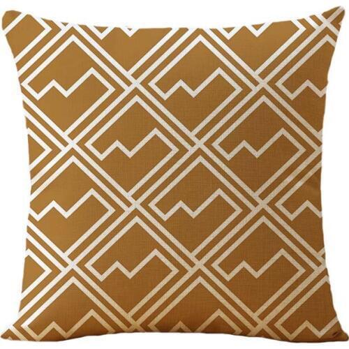 Cushion Cover Geometry Pillow Cases Light Khaki Color Decoration Pillow Covers 45*45cm Cotton Linen Cushion Cover funda cojin