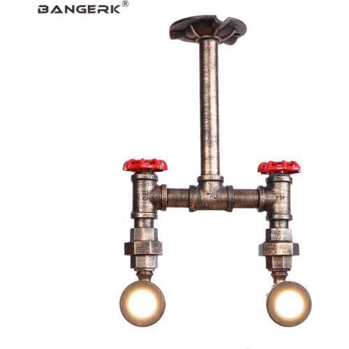 Rust Iron Water Pipe Ceiling Lamps Vintage Industrial Loft Decor LED Ceiling Lamp Lights Spotlight Indoor Lighting Fixtures