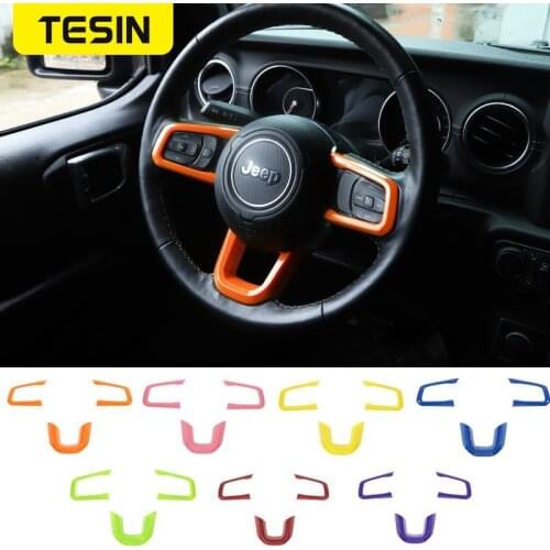 TESIN Car Steering Wheel Decoration Cover Stickers Accessories for Jeep Wrangler JL 2018+ for Jeep Wrangler Gladiator JT 2018