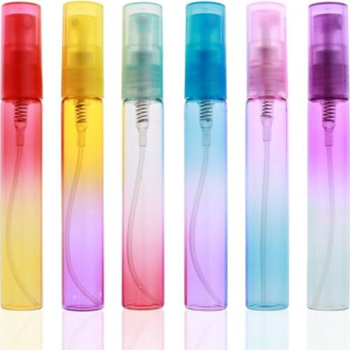 50pcs/lot 4ml 8ml Mist Spray Bottles Refillable Perfume Empty Tube Glass Bottles Travel Atomizer Rainbow Color