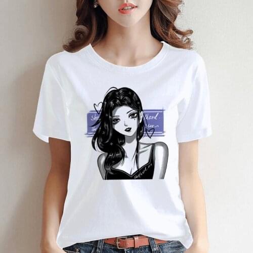 Anime Girl Womens T-shirts Cute TShirt Japanese Style T-shirt Vintage Harajuku Streetwear Loose Tops Punk Gothic Summer Tees