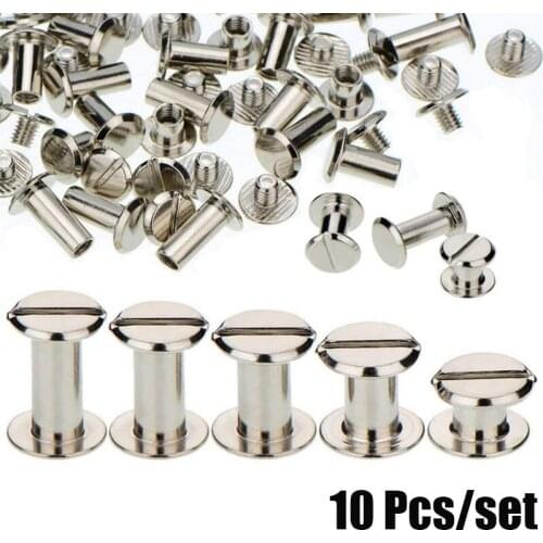 10 Pcs Silver Chicago Screws Metal Posts Nail Rivet Button for Leather Bookbinding Crafts 6 10 12 15 18 mm