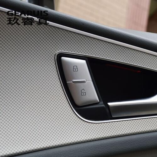 Car styling Door Unlock Switch Button Cover Trim Decal Chrome Handle Key Stickers Interior auto Accessories For Audi A4 B8 Q5 A6