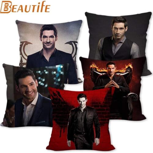 45X45cm Lucifer TV Pillow Cover Square Zipper Cotton Linen Fabric Pillow Cases Bedroom Home Decorative Boys Girls Gift