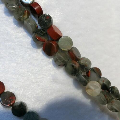 Wholesale 80pcs Flat Round Rhodonite Natural Blood Stone Loose Beads Accessories For Jewelry Making DIY Bracelet Necklace Free