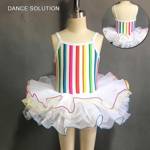 Rainbow Dancing Ballet Tutu Girls & Kids Stage Dance Costume Sparking Ballet Princess Dress Practice Dancewear Tulle Skirt 14062