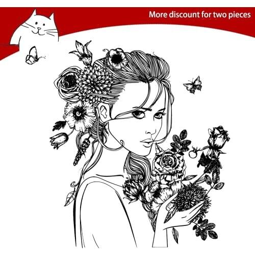 Pretty Young Girl Clear Stamps For Scrapbooking Card Making Photo Album Silicone Stamp DIY Decorative Crafts