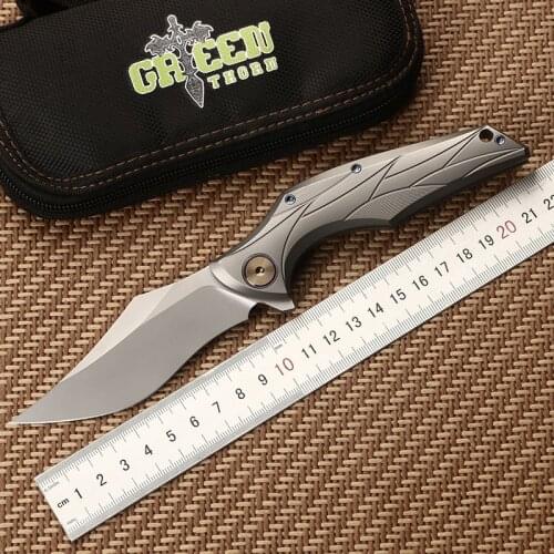 Green thorn original design quick-opening folding knife M390 blade TC4 titanium alloy handle camping outdoor bag knife EDC tool