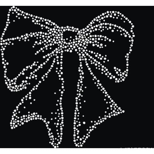 2pc/lot Bowknot hot fix rhinestone transfer motifs iron on crystal transfers design iron on applique patches for shirt dress