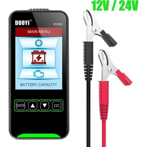 Car Battery Tester 12V 24V Battery Tester Analyzer Battery Capacity Cranking Charging Test Tool 3.2" LCD Screen Data Playback