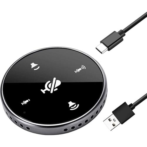 USB Conference Microphone with Speaker,PC Computer Condenser Mic with Mute Button and 360º Voice Pickup