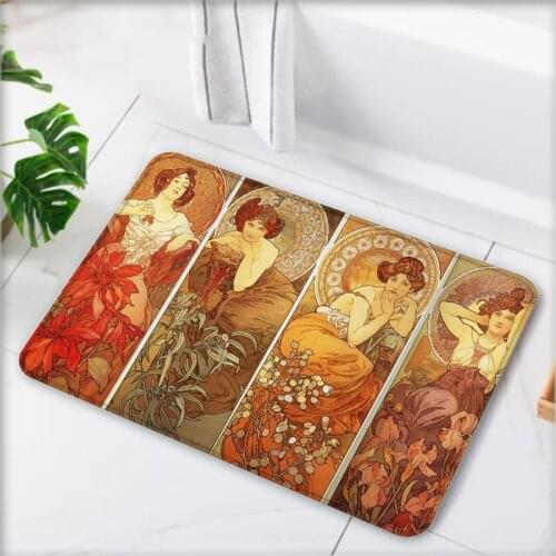 Vintage Home Decor Mat for Hallway Bedroom Woman Pattern Printed Absorben Kitchen Rugs Anti Slip Bathroom Living Room Carpet