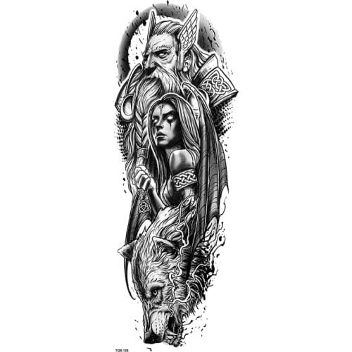 King of gods Odin Full Arm Waterproof Temporary Tattoos Men Tattoo Arm Sleeves Temporary Tatoo Stickers Fake Tatoo Men