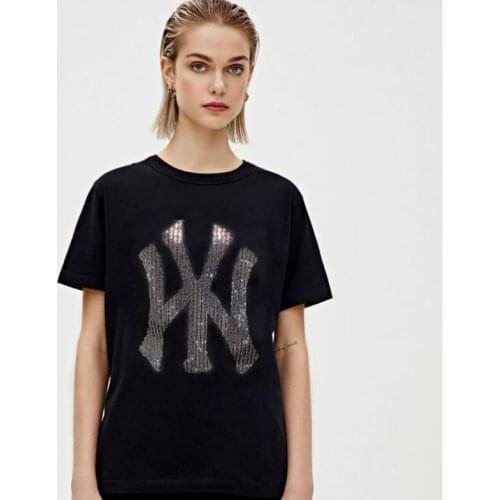 Womens New Fashion Rhinestone short Sleeve tshirt Striped Fit Shirt Casual Top tees Wholesale Hot drill design