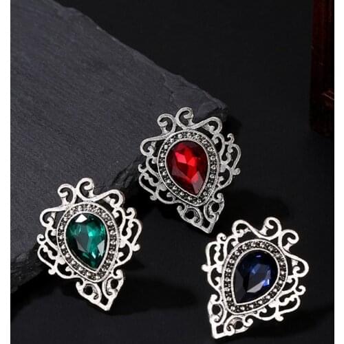 Simple Retro Hollow Lace Jewelry Water Drop 3-Color Inlaid Zircon Brooch For Women Feature Namour Charm Gift All Seasons