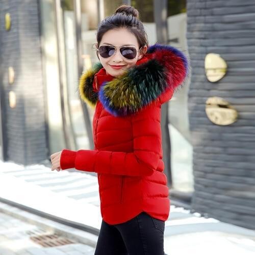 Parka women Fashion Womens down jacket Coats womens winter jacket Outerwear female jacket Multi-color Artificial fur collar