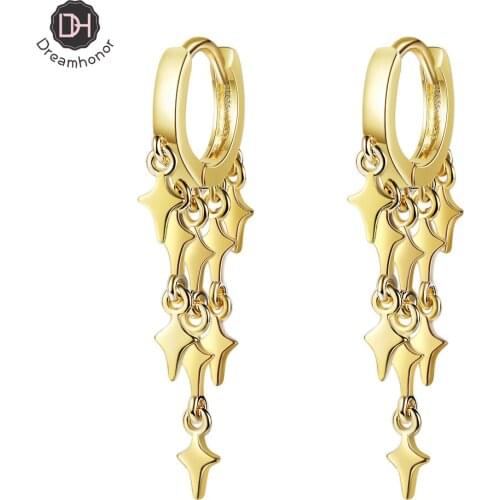 Dreamhonor 925 Sterling Silver Female Earrings Stackable Star Tassel Lightning Sequins Earrings Fashion Statement Earrings