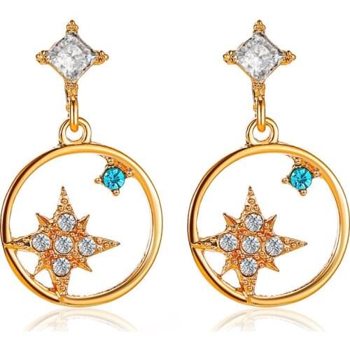 Modyle Personality Super Big Circles Hoop Earrings For Women Fashion Gold Color Jewelry Trendy Retro Big Round Circle Star