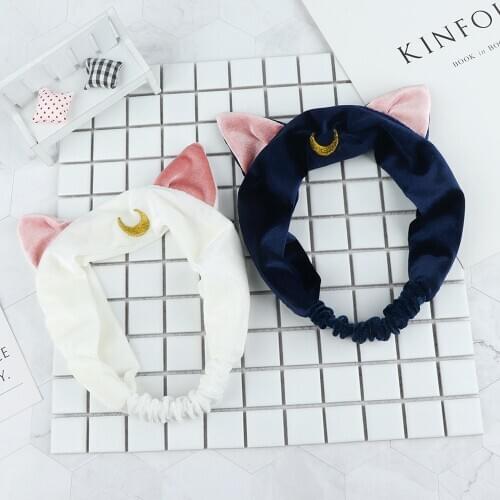1Pcs Cute Sailor Moon Hair Band Makeup and Washing Face Tools Cat Ear Hairband for Girl Women Hair Accessories