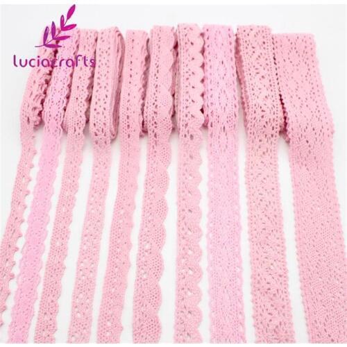 2yards/6yards Multi Size Pink Embroidery Lace Trim Ribbons DIY Garment Headdress Wedding Wrapping Fabric Materials N0103