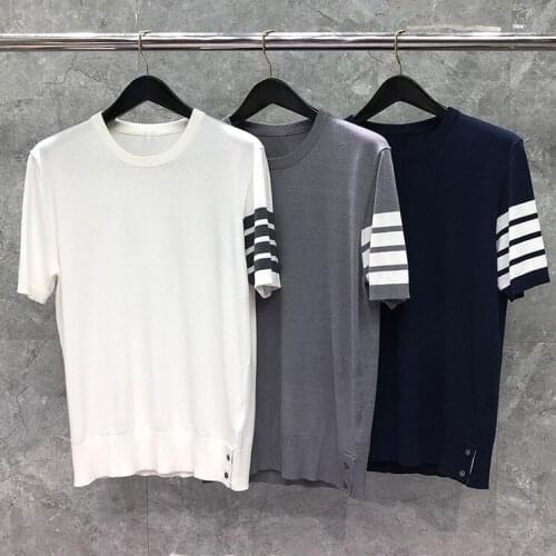 2021 Fashion Brand T-Shirt Men Short sleeve Casual Solid Summer Slim Fit Striped O-neck Cotton Clothing