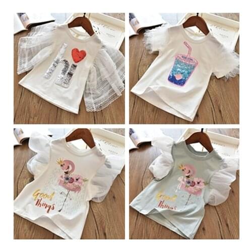 2021 3-8 Years T Shirt Baby Girl Unicornio T-shirt Summer Kids Casual Clothes Cotton Kid Tee Tops Infant Birthday Party Chlothes