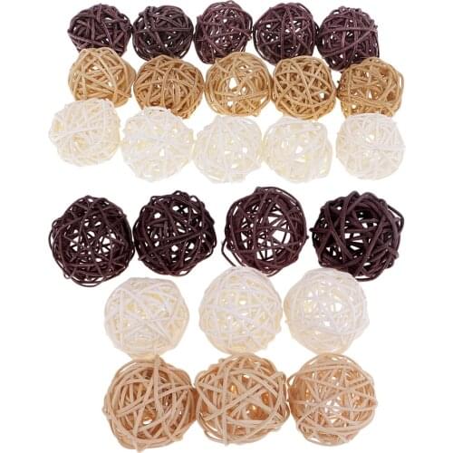 25-Pack Large Wicker Rattan Balls - Decorative Balls for Bowls, Vase Filler, Coffee Table Decor, Wedding Party Decoration