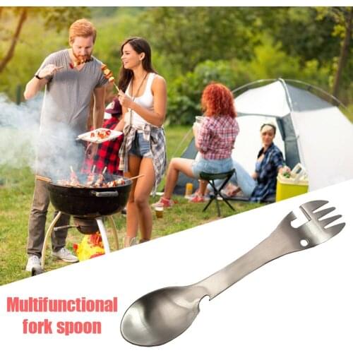 5 in 1 Outdoor Spoon Knife Set Camping Survival Tool Hiking Hunting Basics Multifunctional Tableware