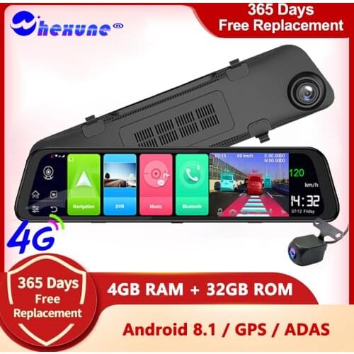 WHEXUNE Android 4G 12 Inch Car DVR ADAS Rearview Mirror Video Recorder Registrator For Auto GPS Navigation Dash Camera Dual Lens