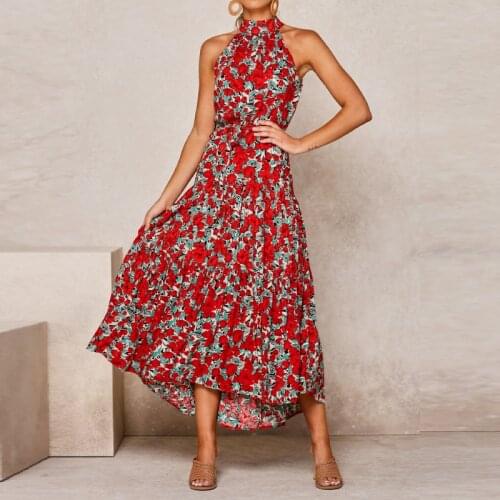 Dress Women Summer 2021 Fashion Polka Dot Bohemian ELegant Sleeveless Beach Long Dresses Floral Print Vestidos Leopard Sundress