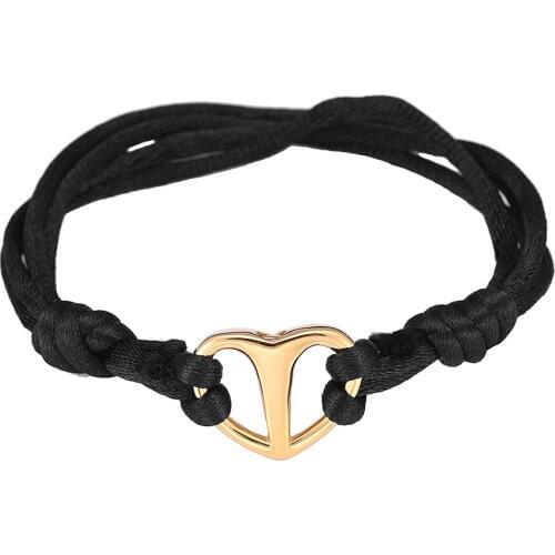 316L Stainless Steel Heart Charm Cremation Ashes Holder Bracelets Black Adjustable Rope Bracelet for Memorial